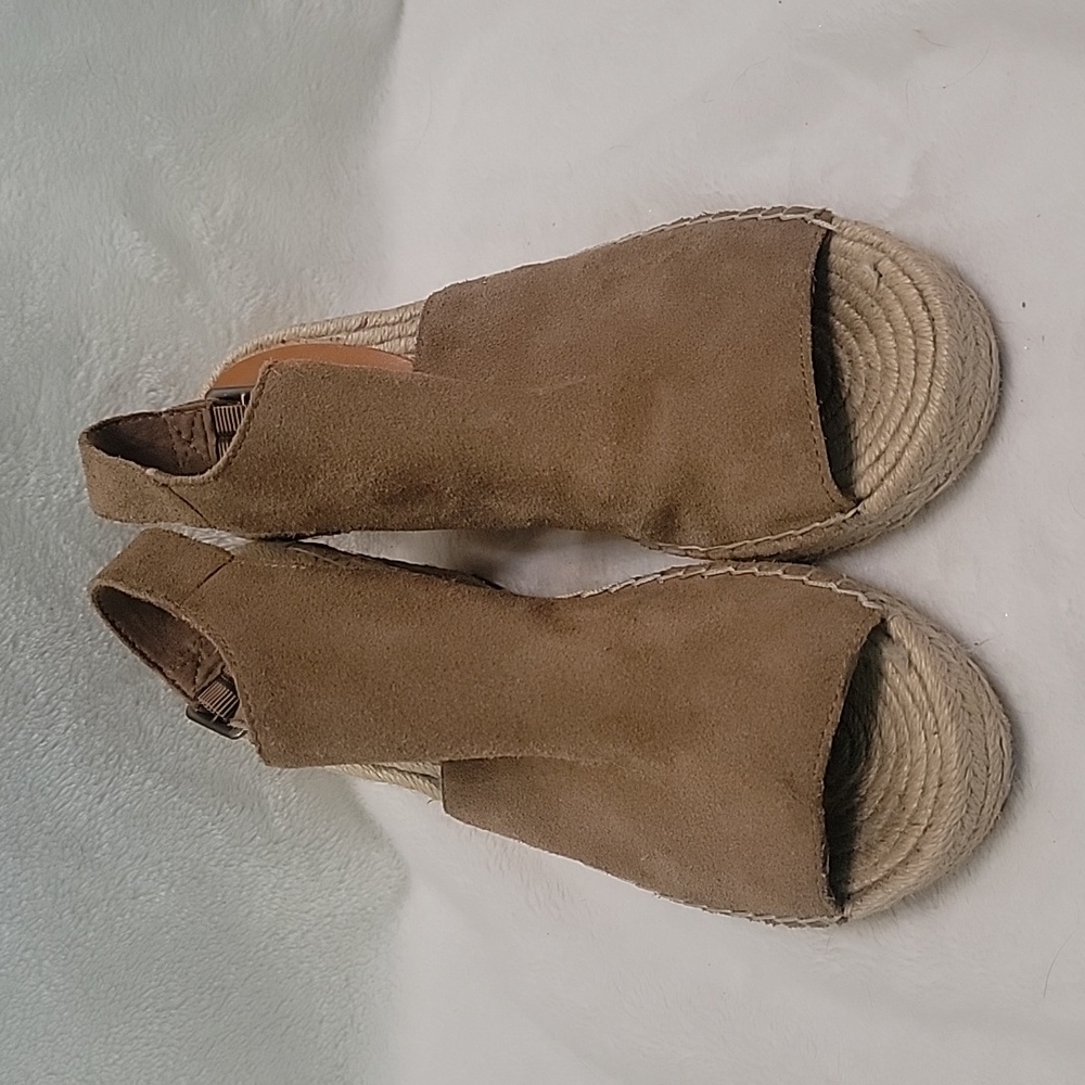 Gap Tan Open Toe Slingback Espadrilles Wedge Heels Size 8.5